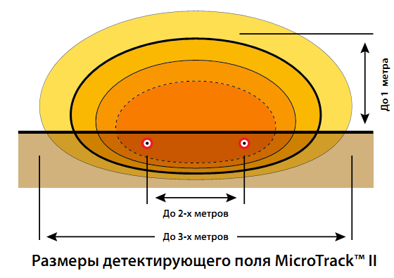 Размеры детектирующего поля MicroTrack II
